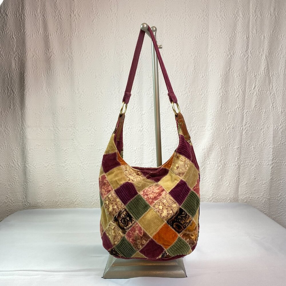 Audrina 🌿 | Lucky Brand Patchwork Corduroy Hobo | Y2K 2000s Boho Shoulder Bag